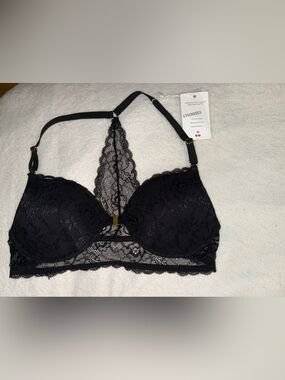 Cherries Lace Racerback Push-Up Bra - Black